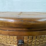 Side table in half-moon wood and bamboo