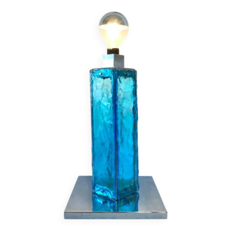 Large blue and chrome murano lamp, 1960s. Italy