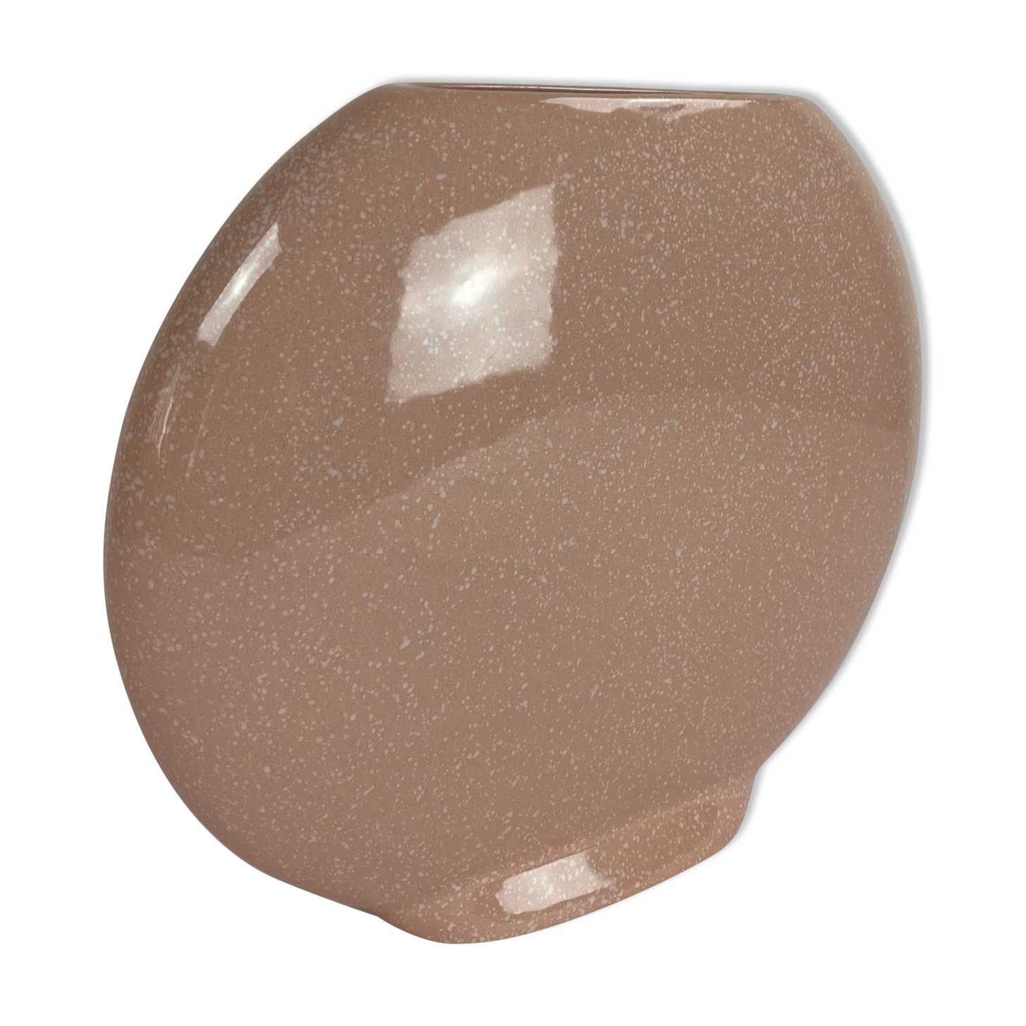 Pink and white speckled round vase