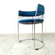 Set of 6 chrome wire and blue fabric dining chairs, 1970s