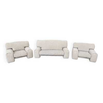 Rare salon vintage Ligne Roset – Made in France – Canapé & 2 fauteuils
