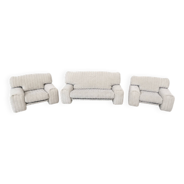 Rare salon vintage Ligne Roset – Made in France – Canapé & 2 fauteuils
