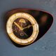 Vintage formica clock silent asymmetrical wall pendulum "FFR Morbier black red"