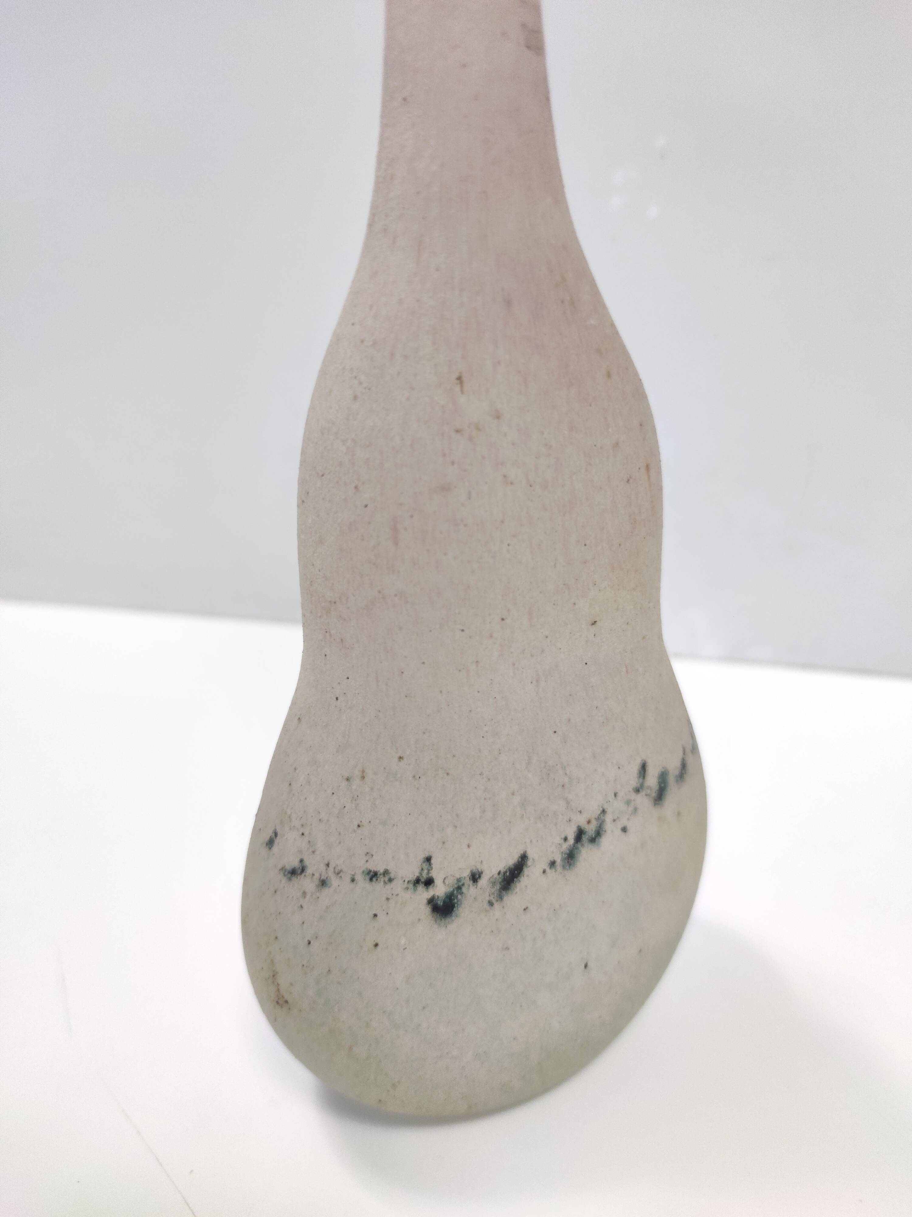 Handmade Scavo Glass Bottle / Vase by Luigi Mellara, Italy