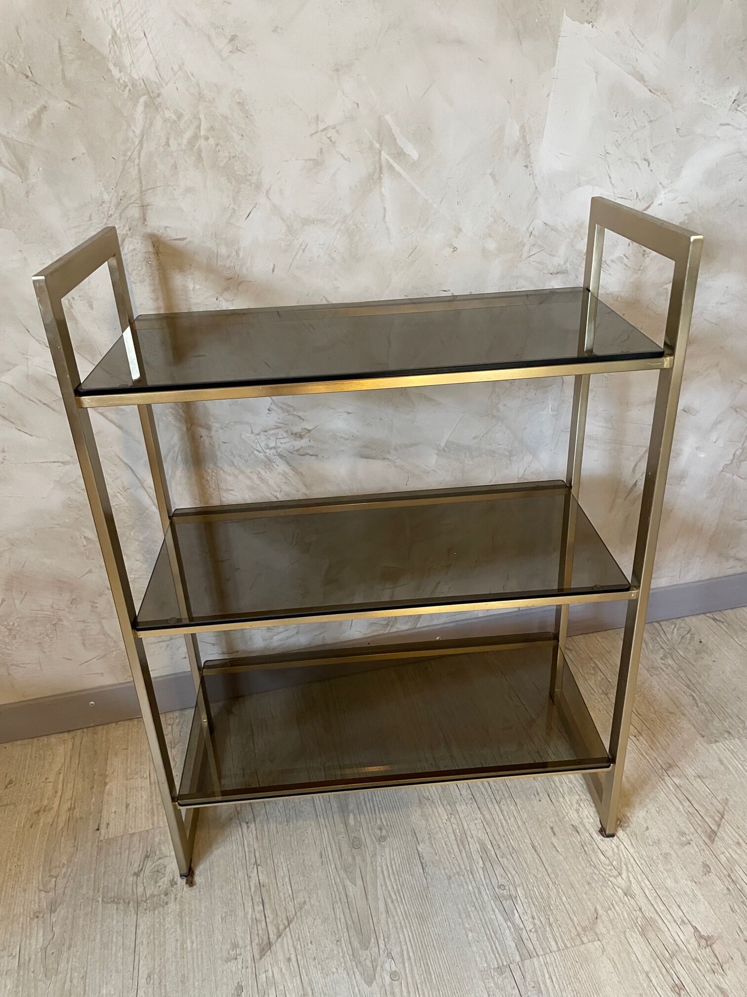 Glass and brass shelf