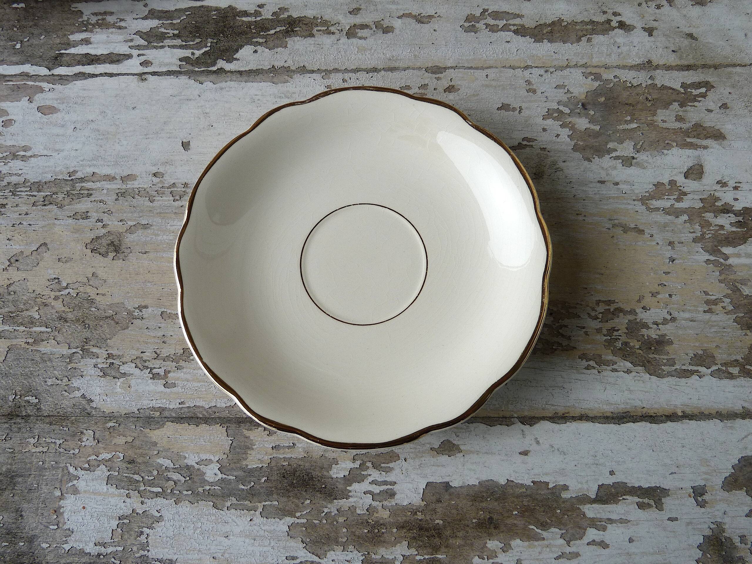 2 Villeroy & Boch Mettlach Ivory and Gold Cups and Saucers