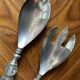 Vintage salad set – silver-plated metal and blown glass handles