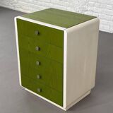 Beige Wood and Green Varnish Bedside Tables, Norway, 1960s, Set of 2