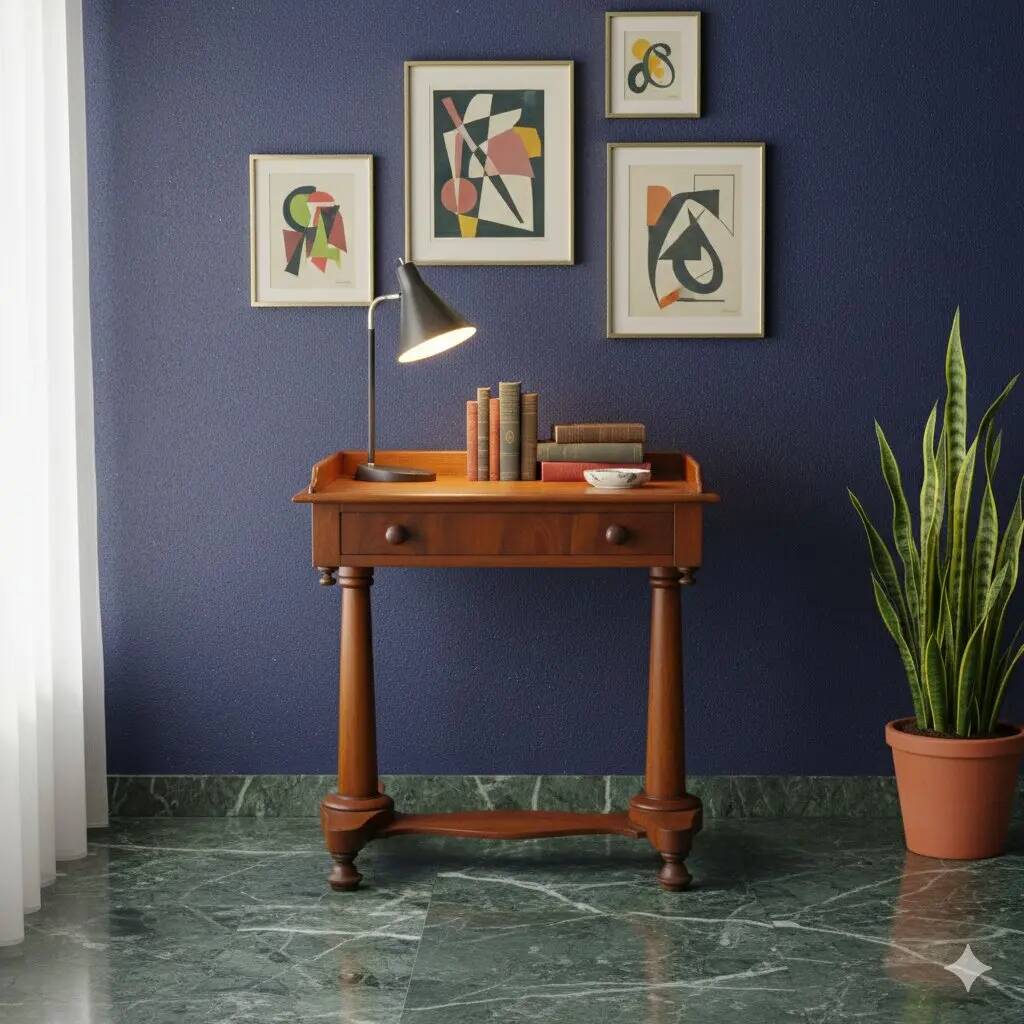 Antique mahogany writing desk with drawer, Italy, 19th century.