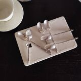 6 small silver-plated metal teaspoons S.F.A.M Russian model