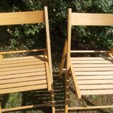 pair of vintage wooden folding chairs