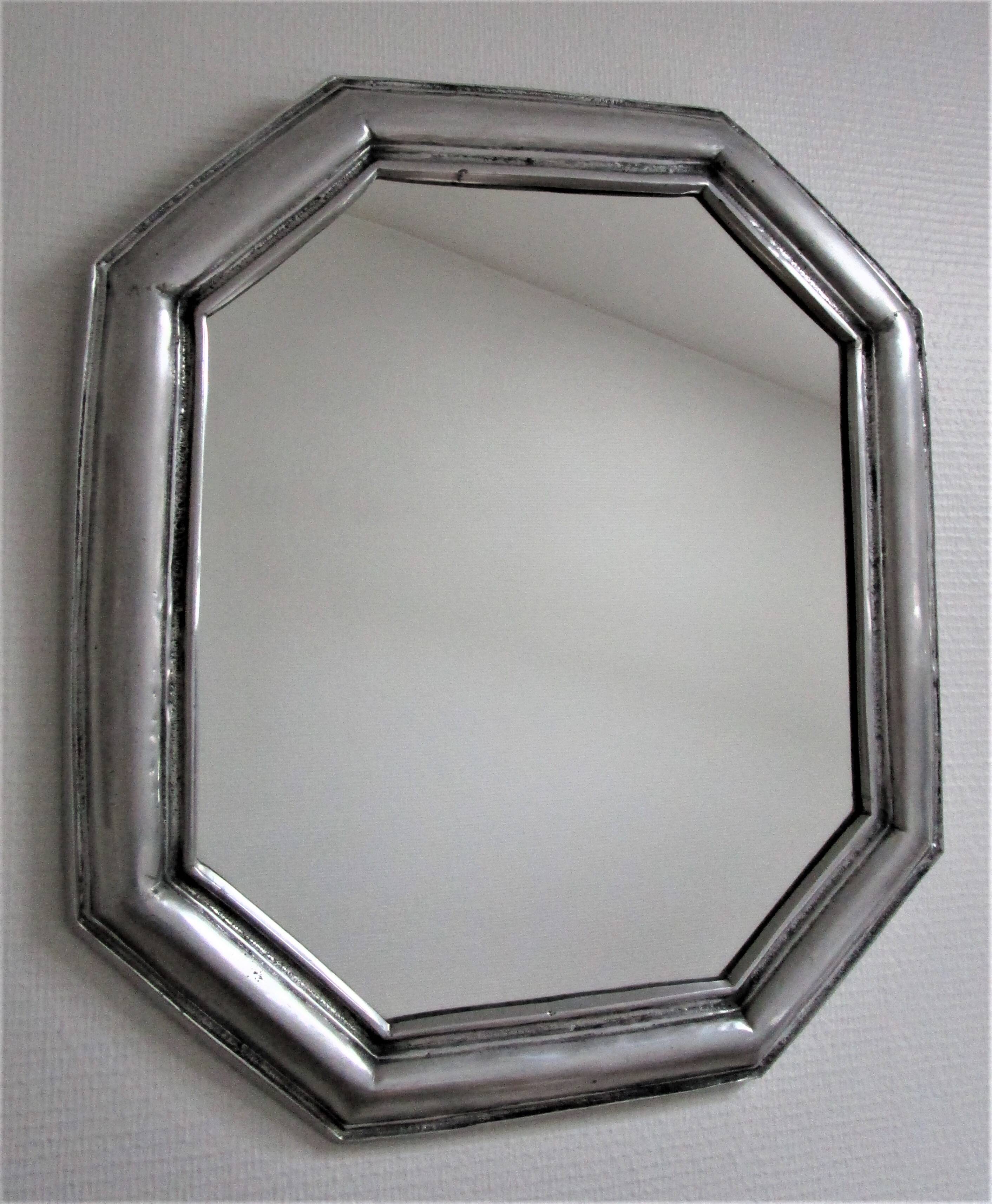 Octagonal metal mirror 70s design 48cmx55cm