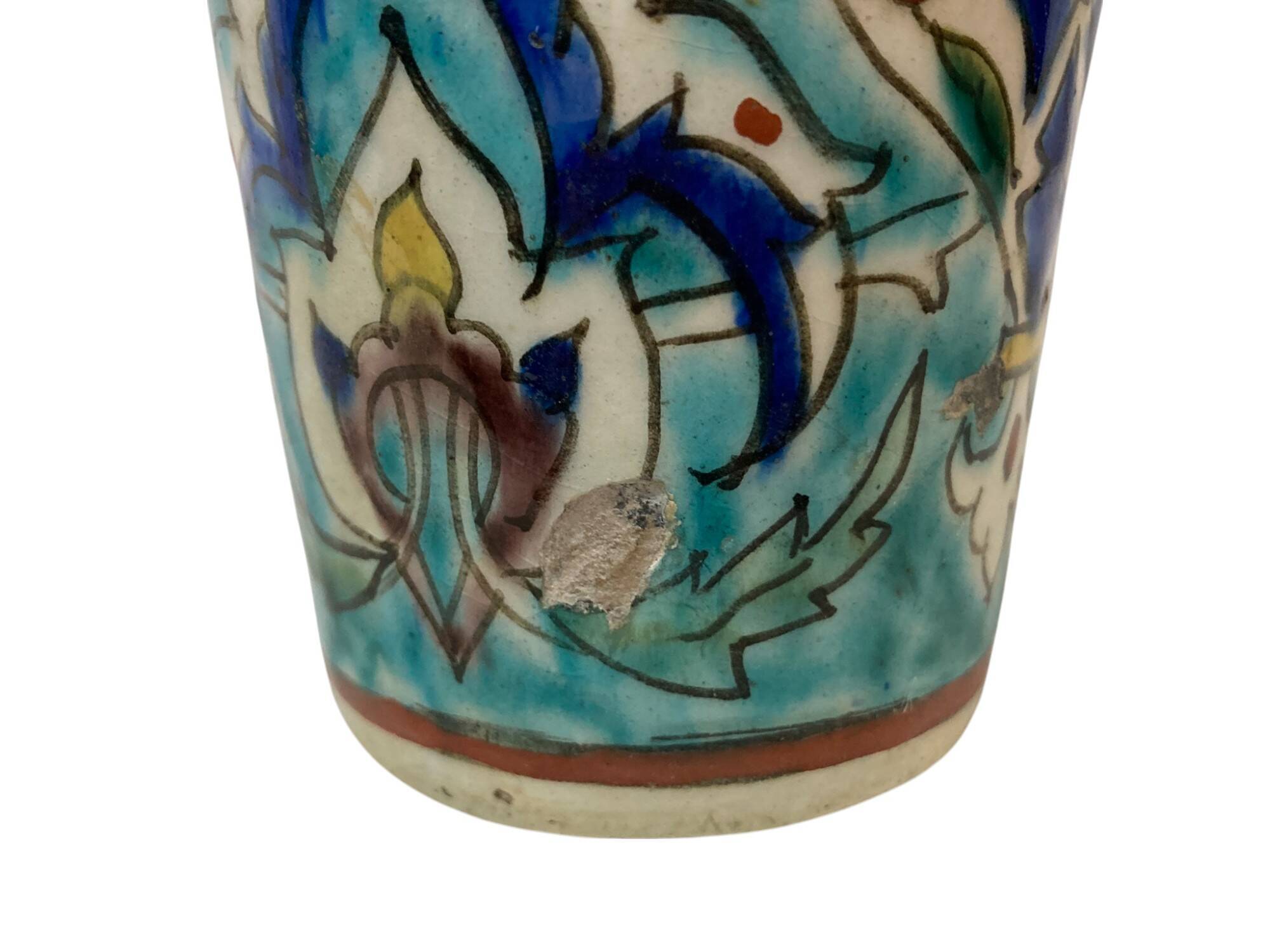 Iznik, glass goblet in polychrome faience Turkey 19th century