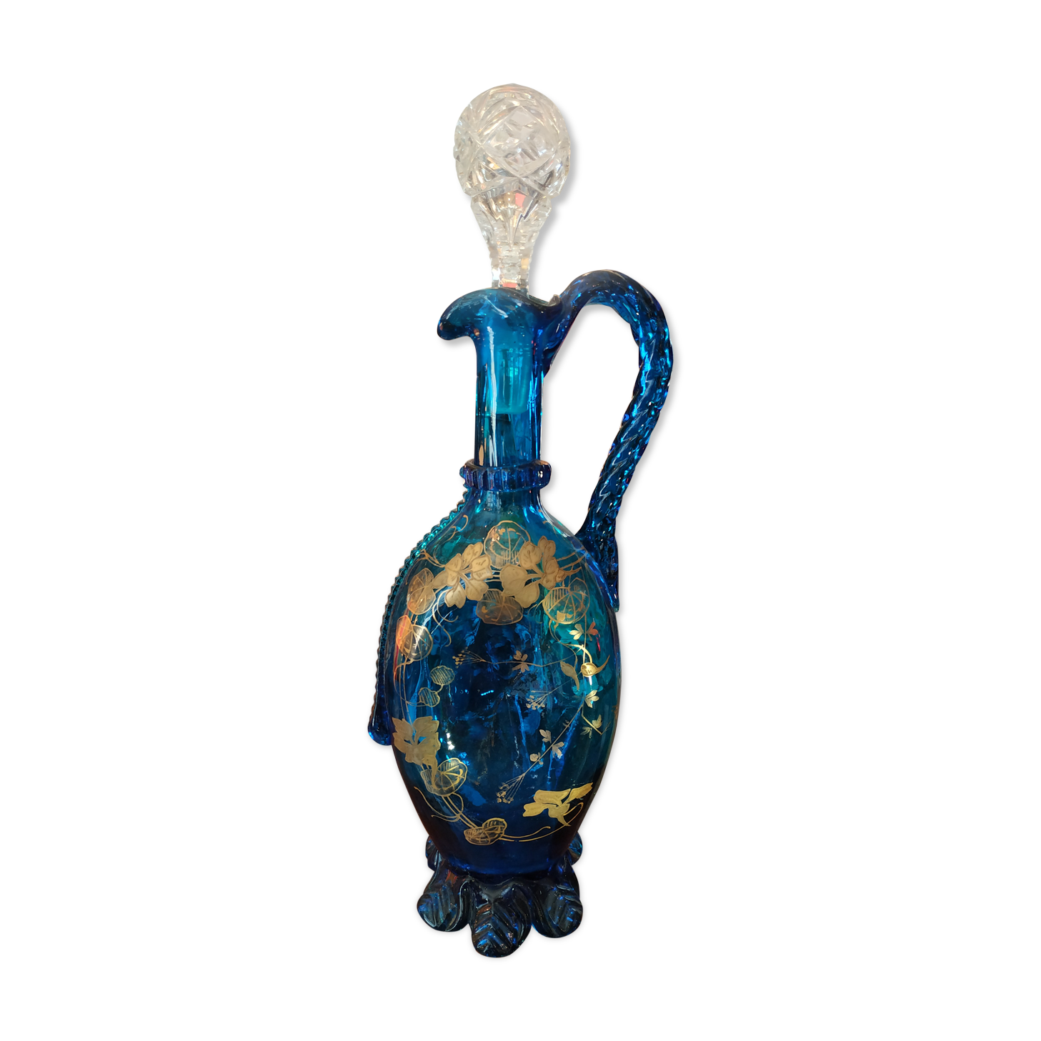 Blue and gold Murano carafe