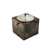 Mid-century brown parchment ice bucket, Aldo Tura Italy 1950s