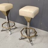Seventies brass and chrome bar stools, set of 2, 1970s