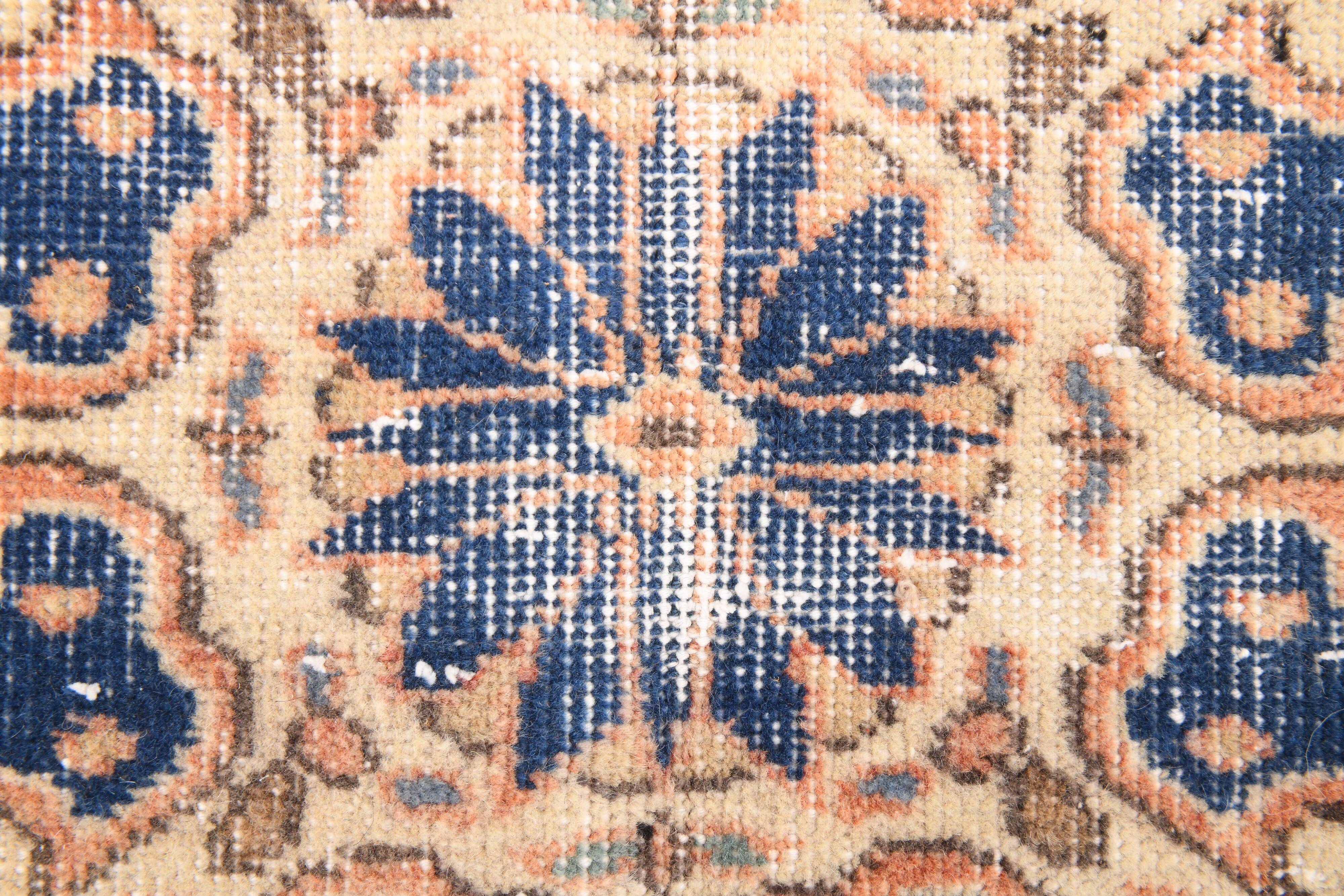Orange & blue oriental turkish vintage rug