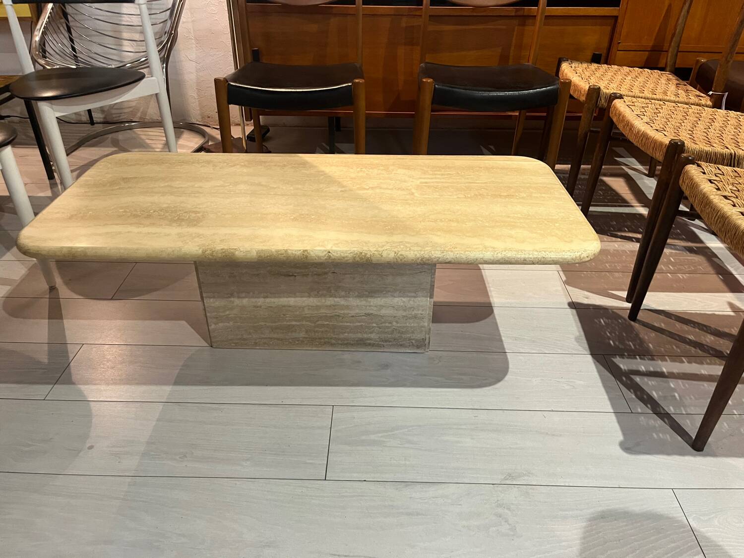 Travertine coffee table