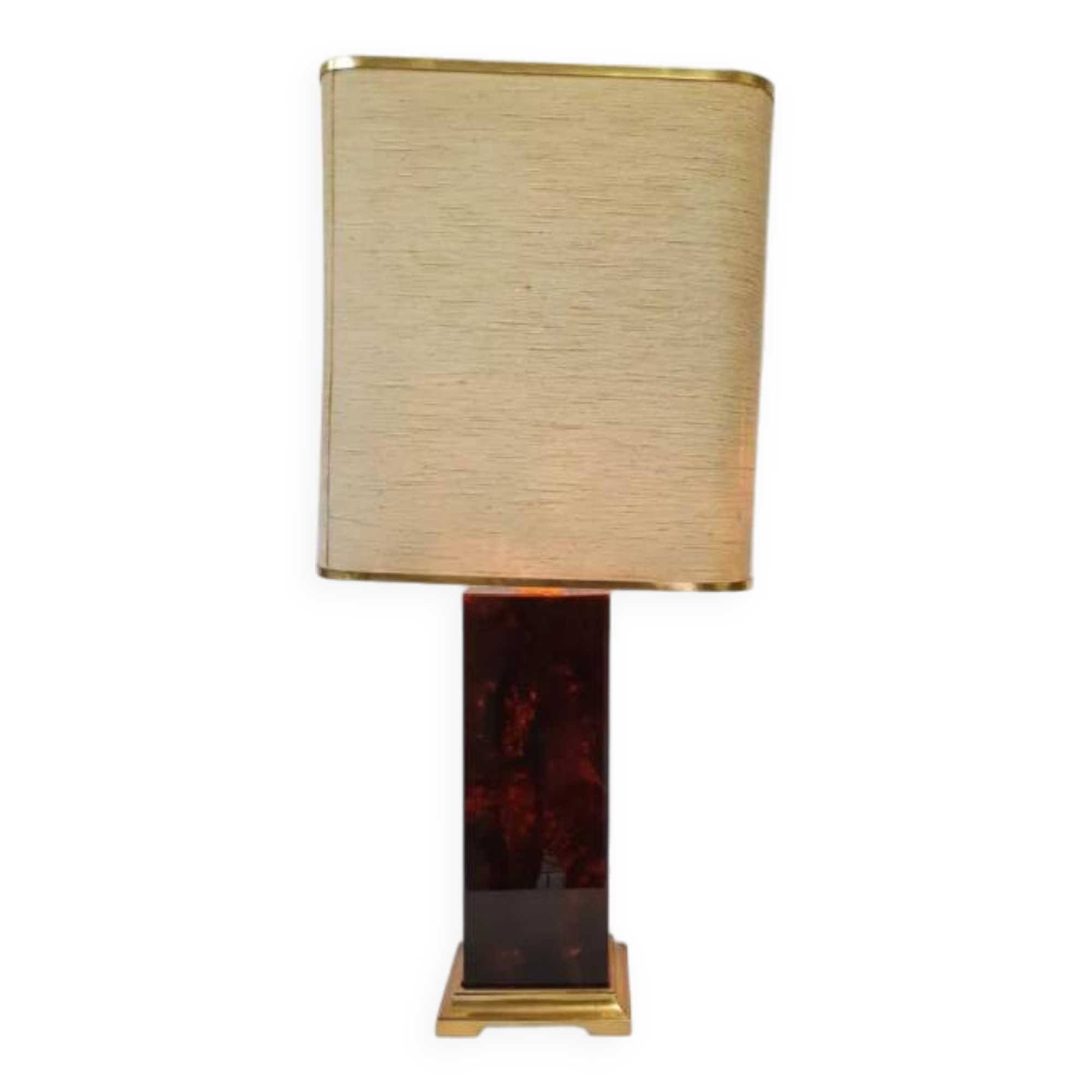 Lamp - briar and brass lucite effect - 1980s - vintage.