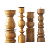 Scandinavian Wooden Candleholders, Set of 4