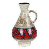 West germany vase dumler breiden red beige collector's item 21cm