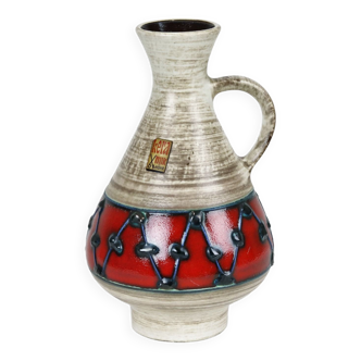 West germany vase dumler breiden red beige collector's item 21cm