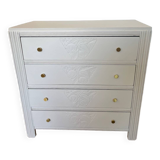 Restored wooden art deco chest of drawers with gilded handles