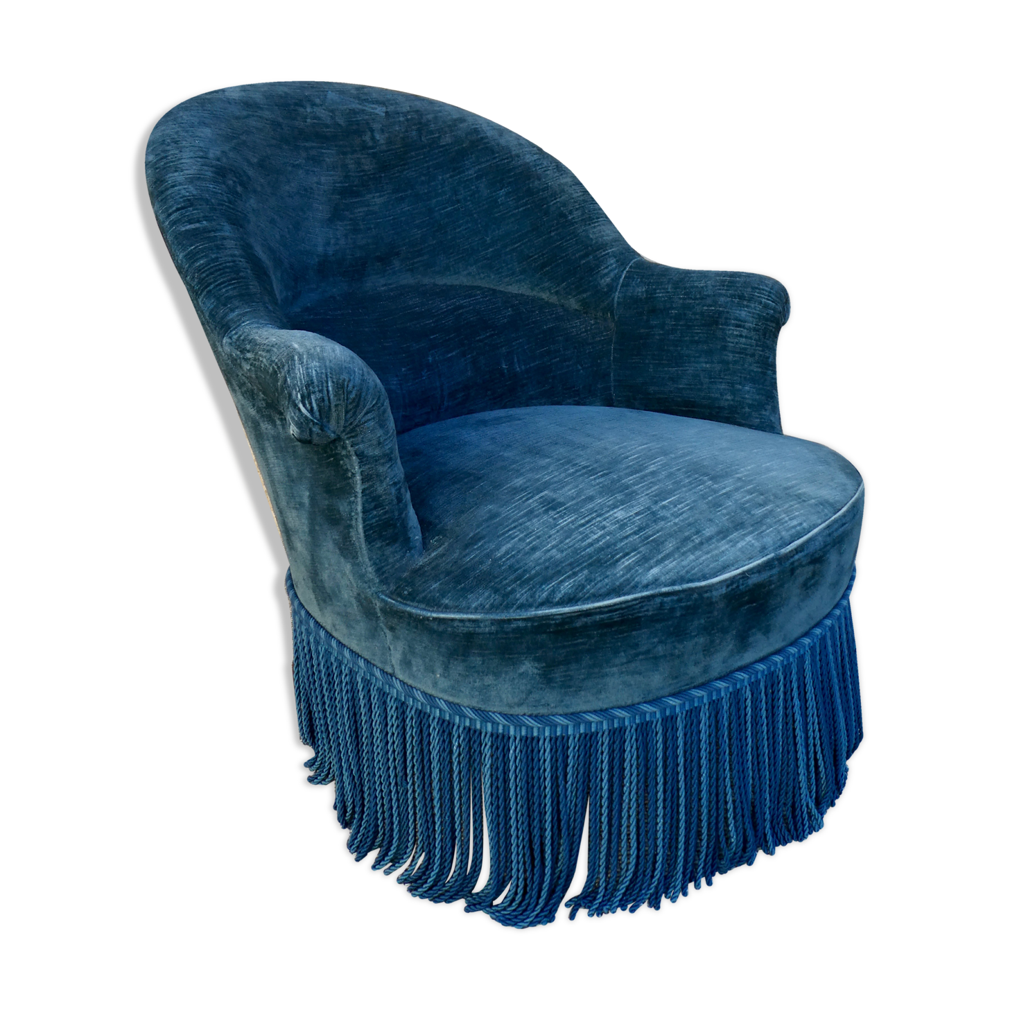 Toad armchair, blue velvet