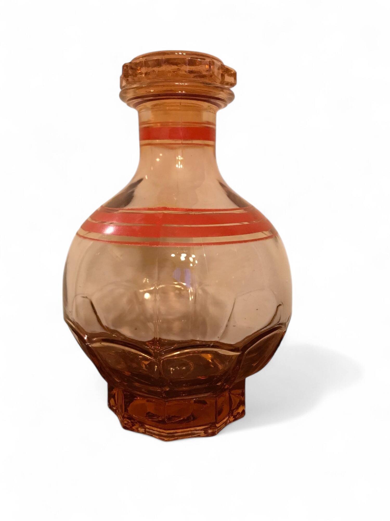 Art Deco, round smoked glass carafe with red edging circa 1930