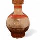 Art Deco, round smoked glass carafe with red edging circa 1930