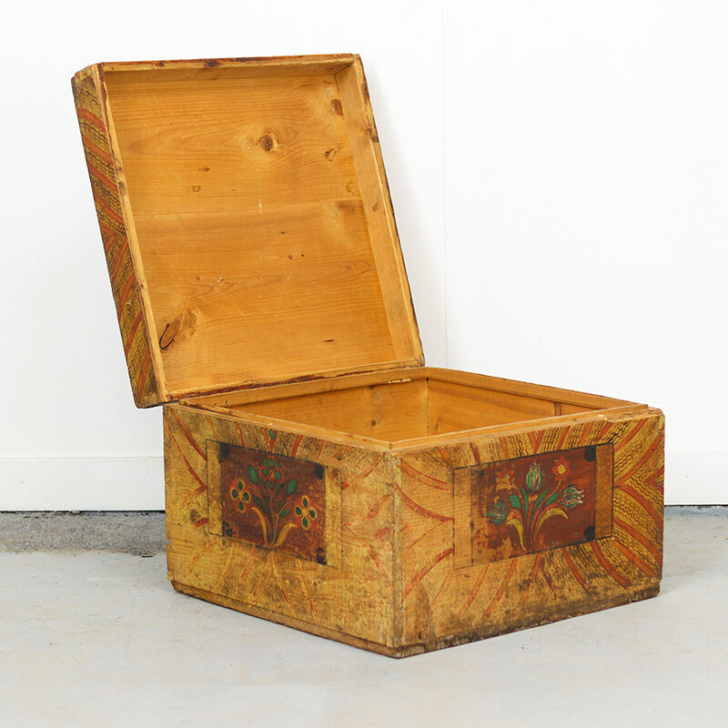 Antique Folk Art Painted bridal chest