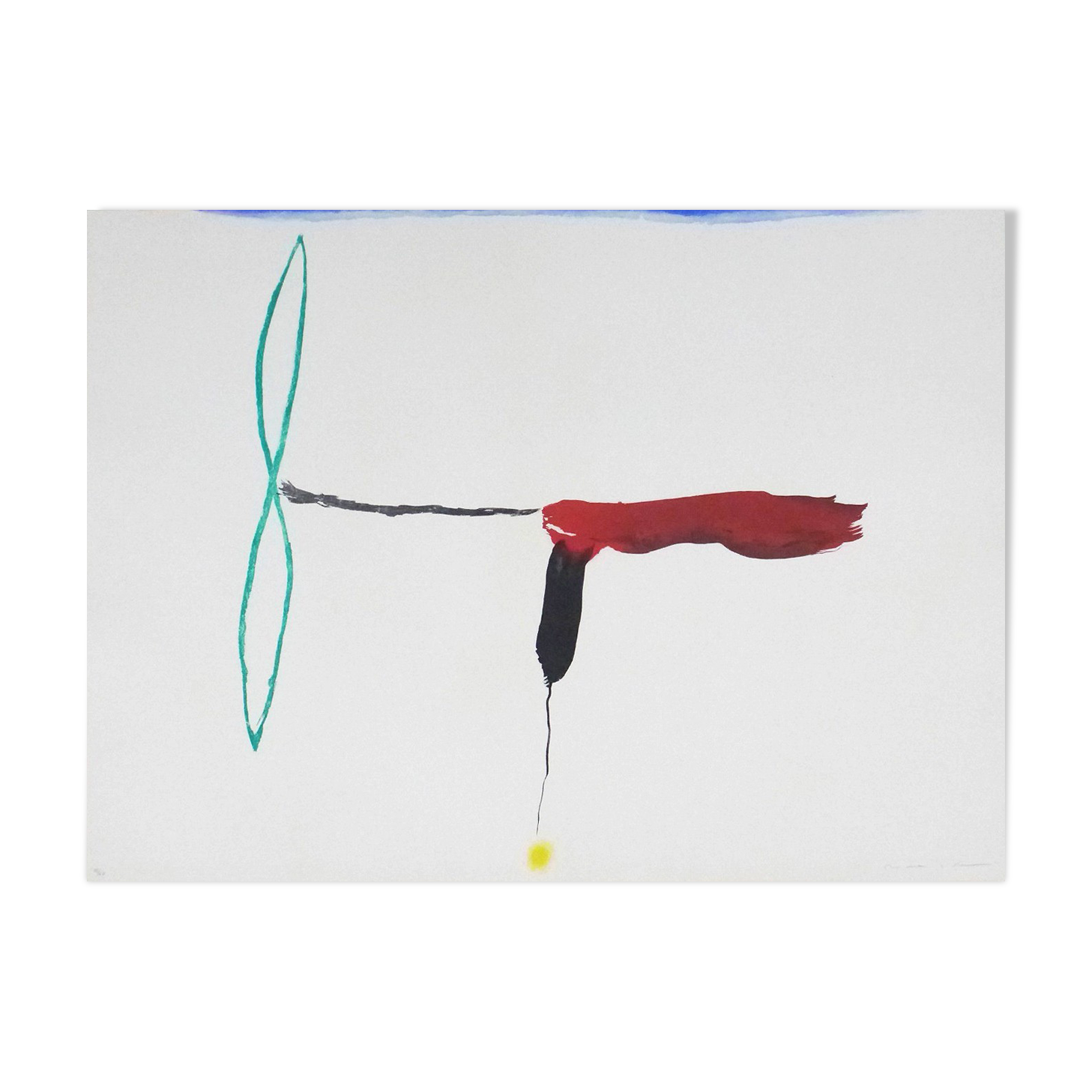 Original signed engraving Riera I Arago Jose Maria, Avión hélice verde, 2010