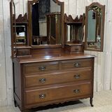 English walnut dressing table chest of drawers - early XXth