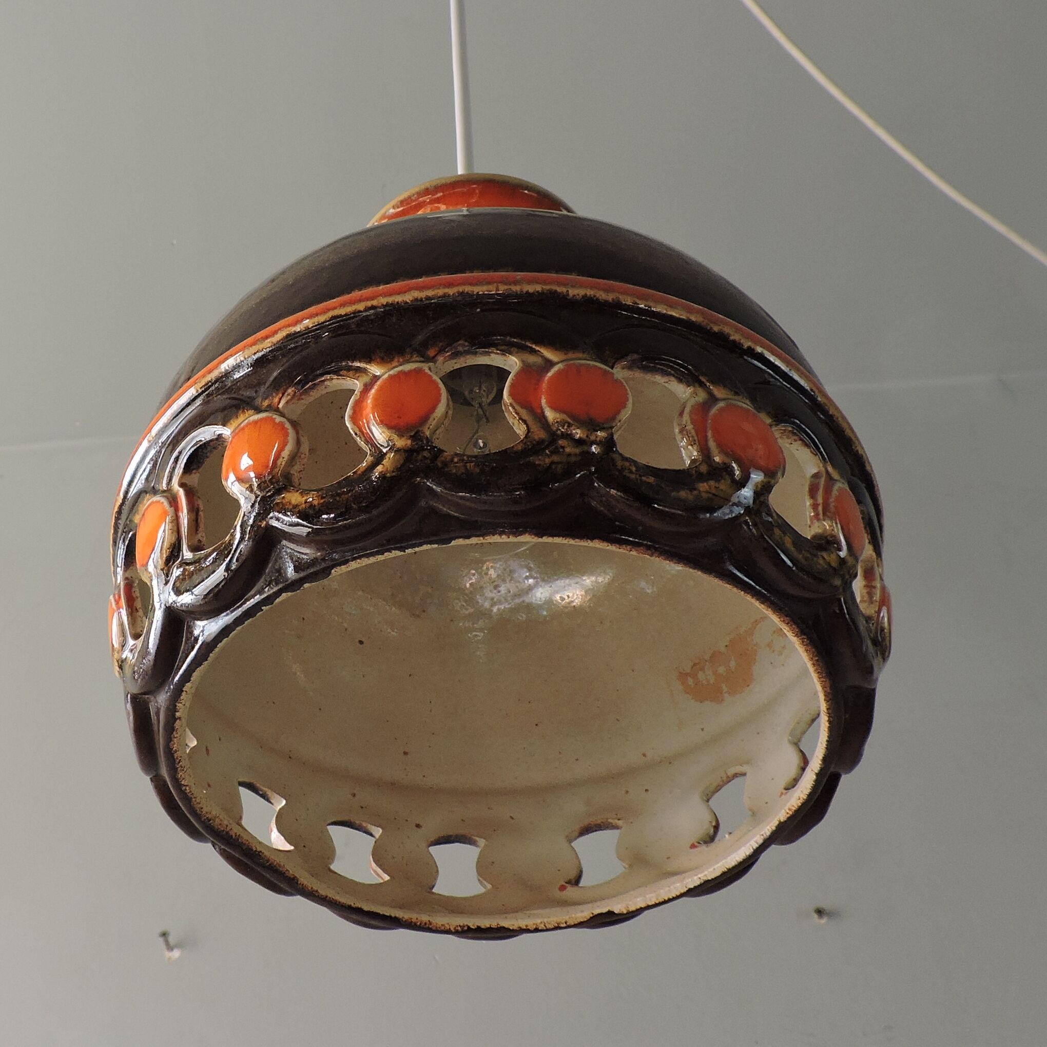 Vintage ceramic pendant lamp Fat Lava Germany 60s