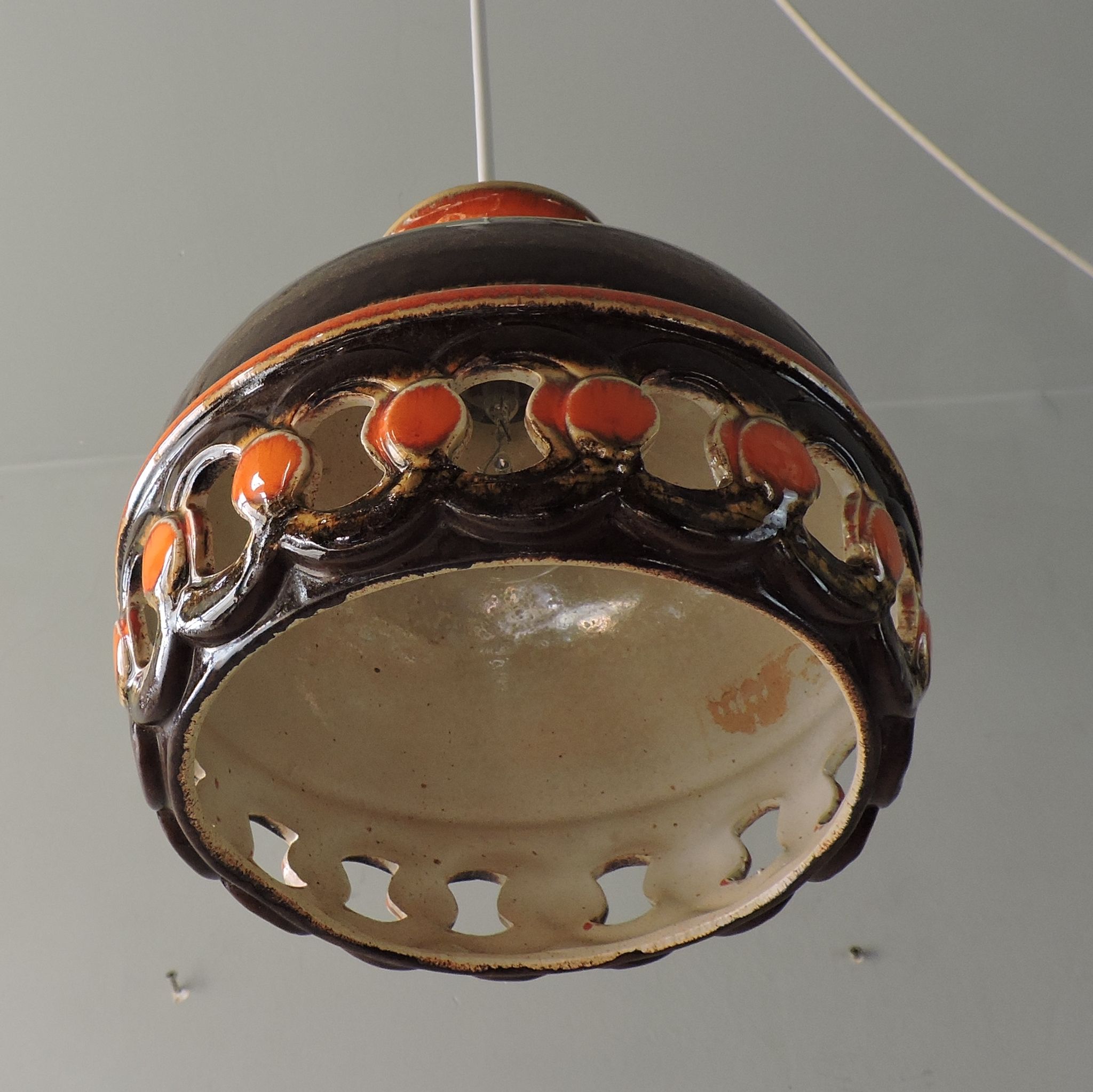 Vintage ceramic pendant lamp Fat Lava Germany 60s