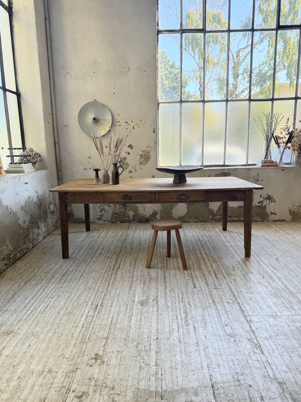 Table de ferme XL 220 cm pin 1950