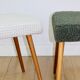 High stool seat boucle fleece green - round beech legs