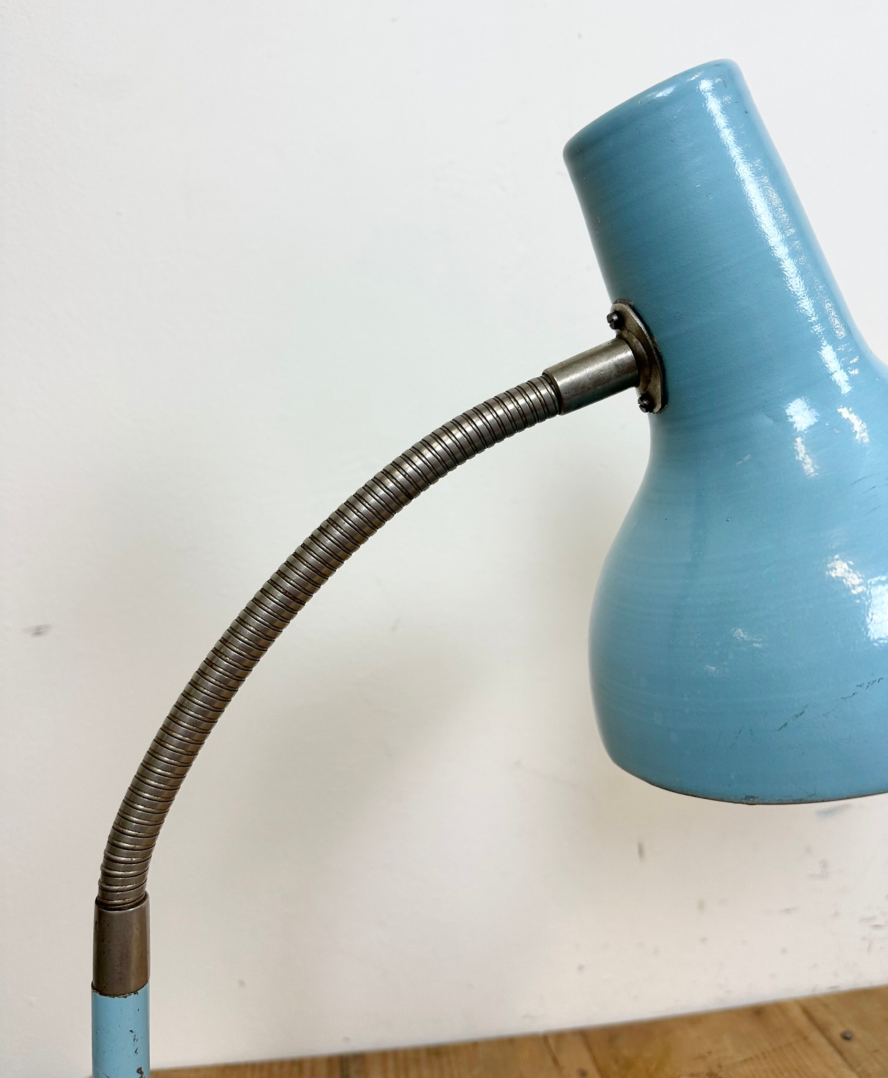 Blue Industrial Gooseneck Table Lamp, 1960s