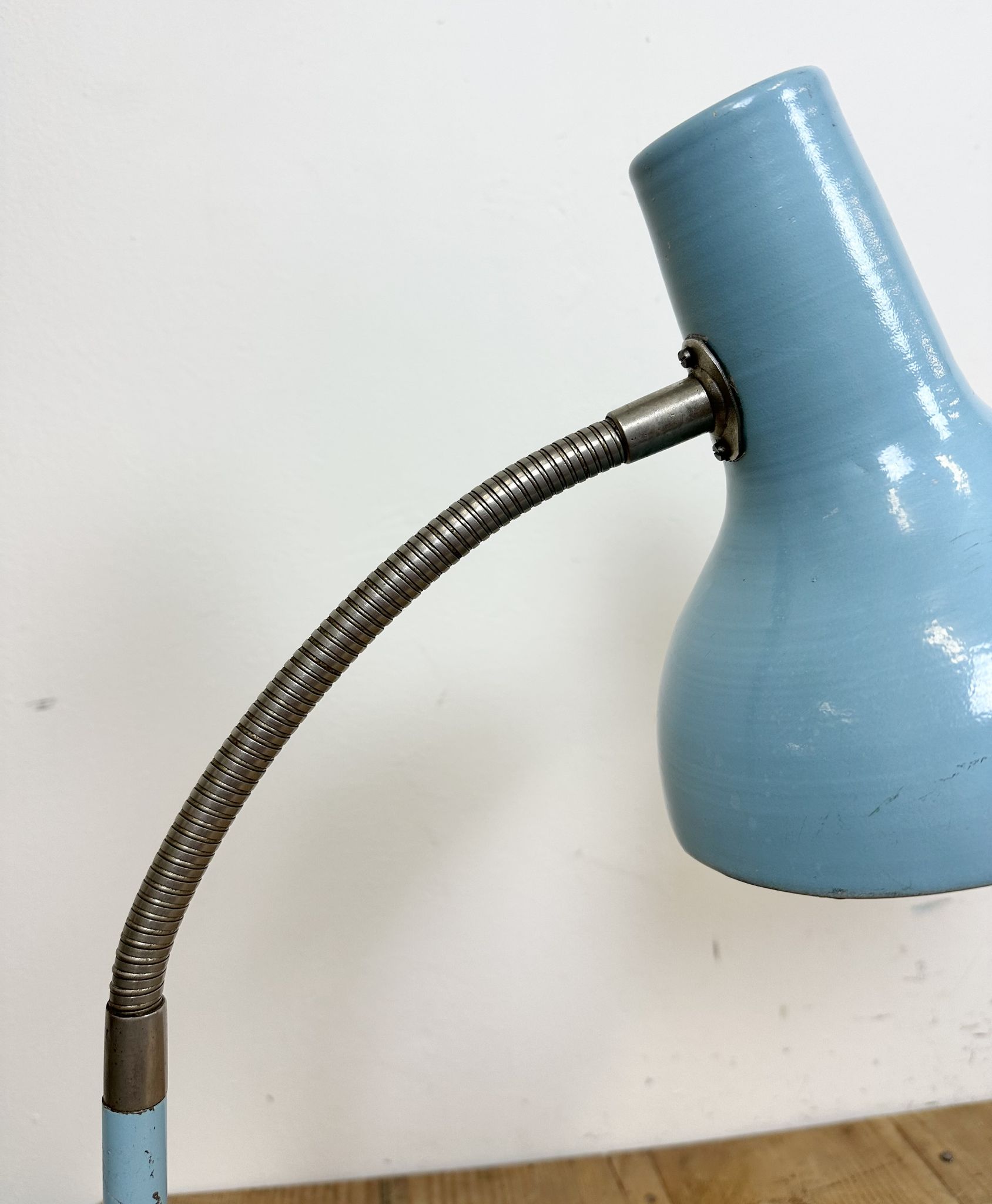 Blue Industrial Gooseneck Table Lamp, 1960s