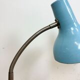 Lampe de table industrielle en col de cygne bleu, années 1960