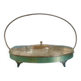 Metal appetizer server, frosted glass - RB hallmark