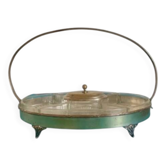 Metal appetizer server, frosted glass - RB hallmark