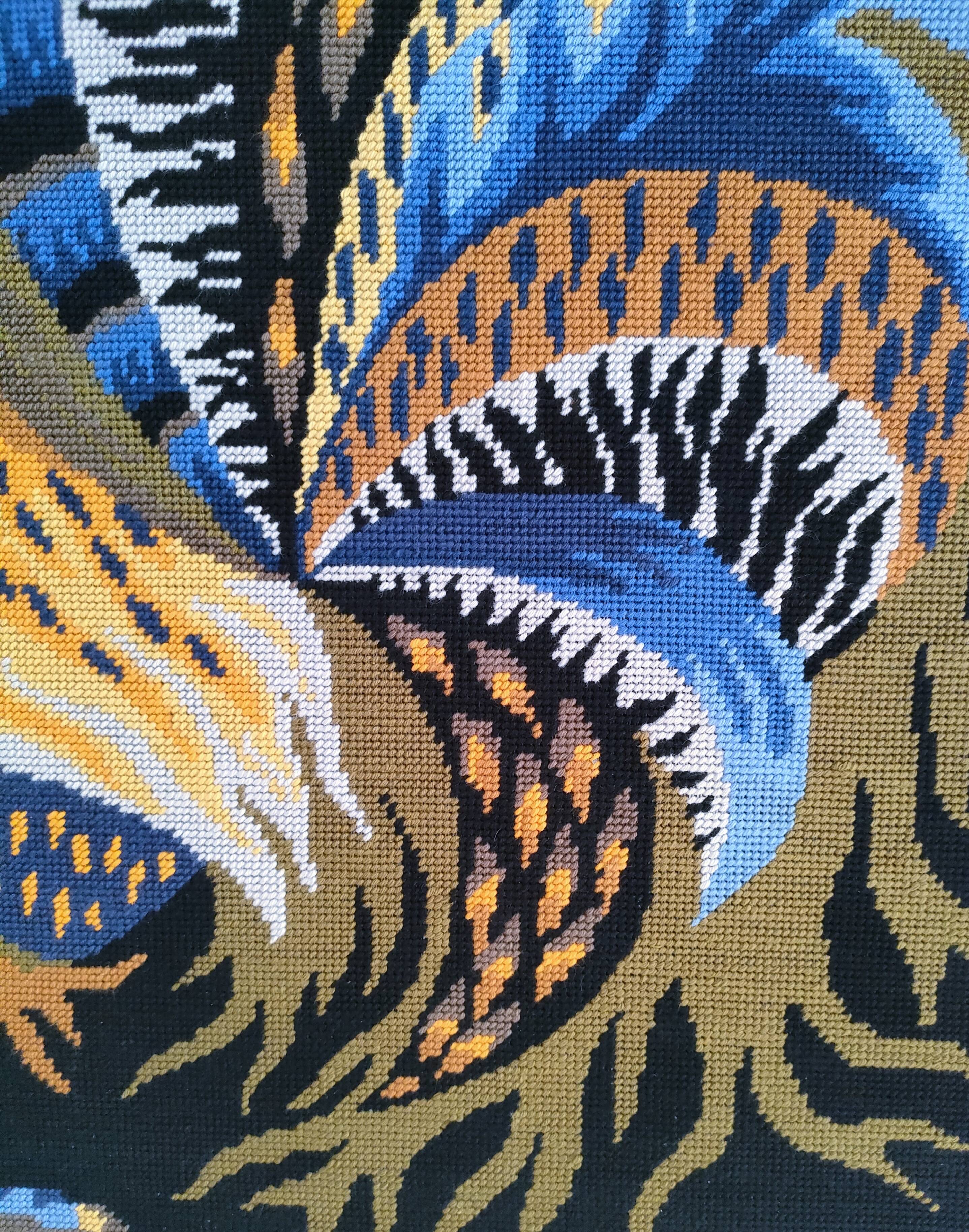 handmade "Aurore" rooster tapestry from the 1970s