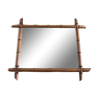Mirror turned wood vintage bamboo