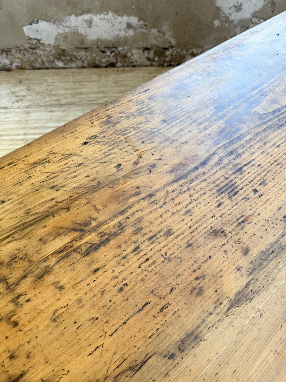 Pine and oak + walnut farmhouse table 1950