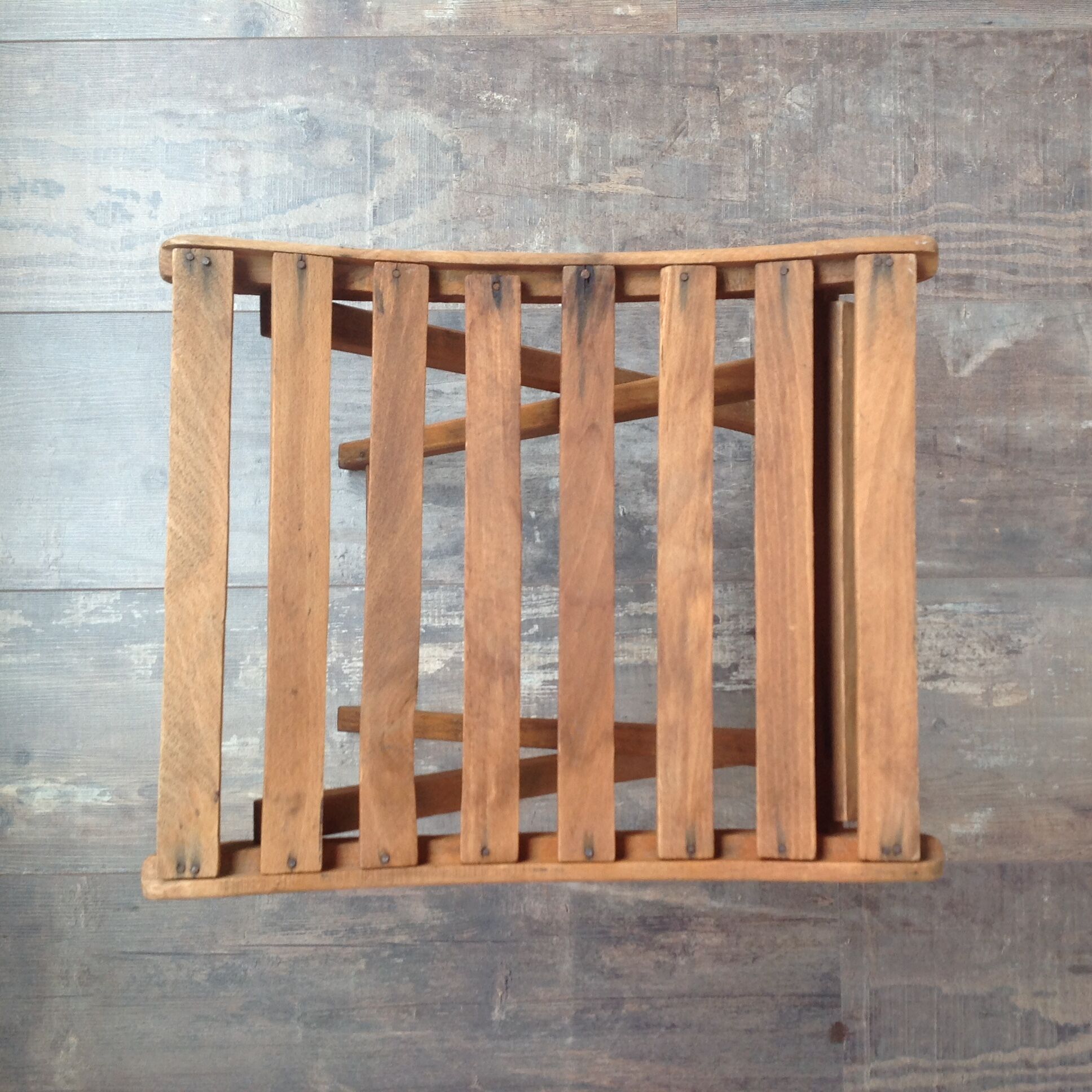 Folding wooden stool
