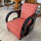 Art Deco Club Chair, Black Lacquer and Red Fabric, France circa 1930