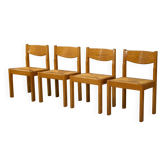 Set of 4 elm chairs Maison Regain 1960s