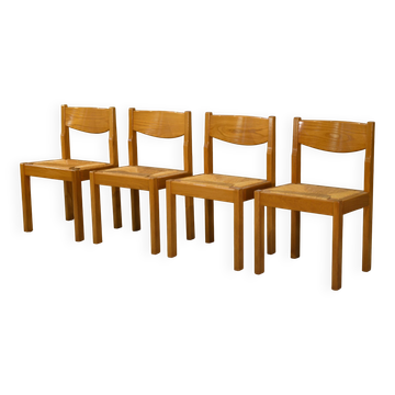 Ensemble de 4 chaises en orme Maison Regain 1960’s