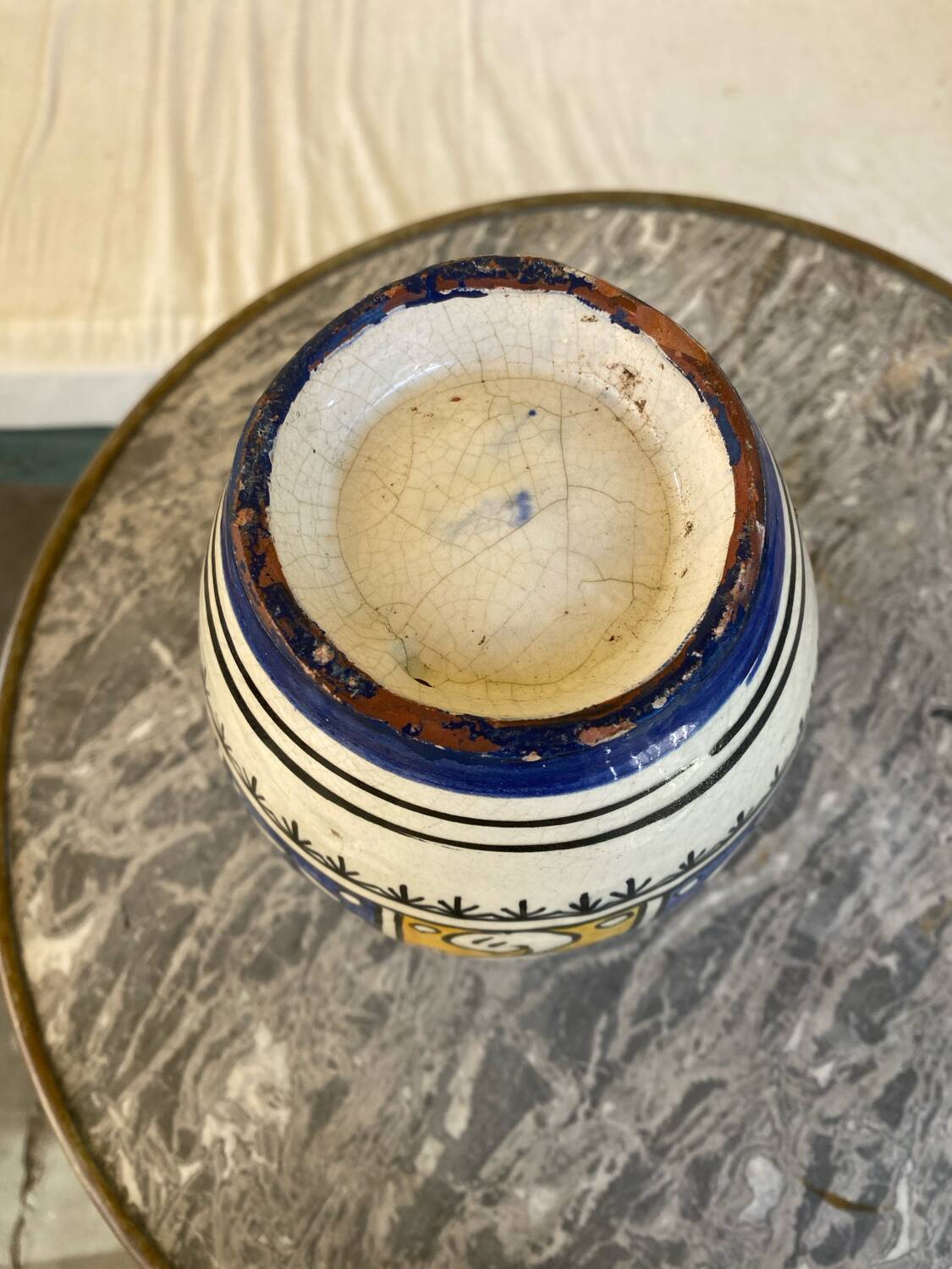 Antique glazed ceramic vase, Nabeul, 1950s